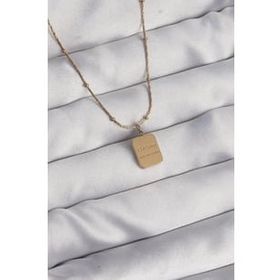 Shoecide 316L Çelik Gold Renk Kare Charm Model Kolye