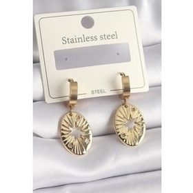 Shoecide 316L Çelik Gold Renk Kutup Yıldız İşleme Kadın Küpe