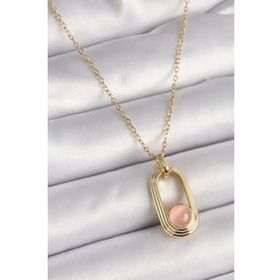 Shoecide 316L Çelik Gold Renk Pembe Kedi Göz Model Kadın Kolye