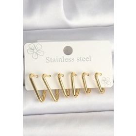 Shoecide 316L Çelik Gold Renk Üçgen Model Kadın Küpe Seti