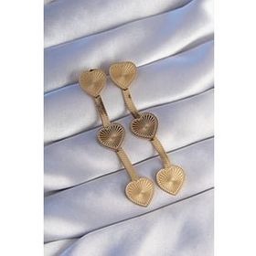 Shoecide 316L Çelik Gold Renk Uzun İtalyan Zincir Detaylı Kalp Küpe