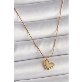 Shoecide 316L Çelik Gold Renk Zincir Kalp Figür Kadın Kolye