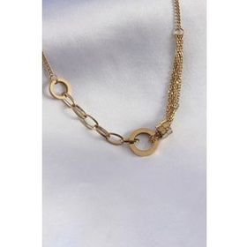 Shoecide 316L Çelik Gold Renk Zirkon Taş Detay Kadın Kolye