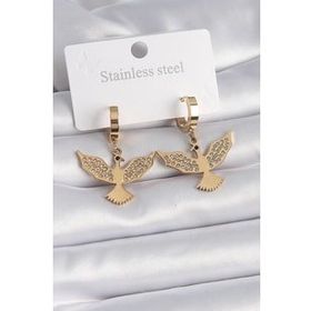 Shoecide 316L Çelik Gold Renk Zirkon Taşlı Anka Kuşu Model Kadın Küpe
