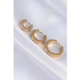 Shoecide 316L Çelik Gold Renk Zirkon Taşlı Cartier Model 3lü Halka Küpe