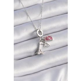 Shoecide 316L Çelik Gümüş Renk Eyfel Kule Fotoğraf Makinesi Model Charm Kadın Kolye