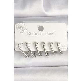 Shoecide 316L Çelik Gümüş Renk Üçgen Model Kadın Küpe Seti