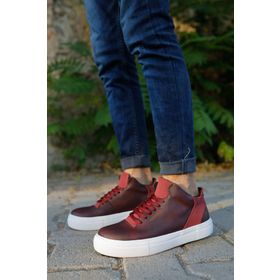 Shoecide CH004 CBT Hide Bordo Renk Kalın Taban Erkek Günlük Ayakkabı