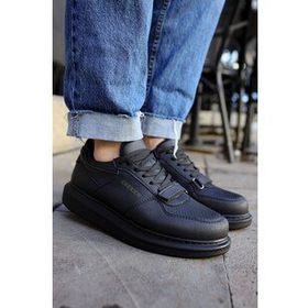 Shoecide CH073 CST Flatline Siyah Renk Kalın Taban Erkek Günlük Ayakkabı