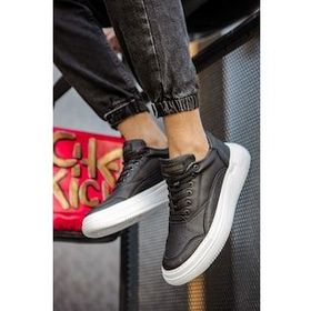 Shoecide CH115 CBT Literide Siyah Renk Beyaz Taban Erkek Günlük Ayakkabı