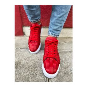 Shoecide CH209 OBT Vimini Kırmızı Renk Örgülü Desen Erkek Günlük Ayakkabı