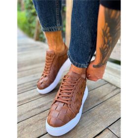 Shoecide CH209 OBT Vimini Taba Renk Örgülü Desen Erkek Günlük Ayakkabı