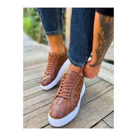 Shoecide CH209 OBT Vimini Taba Renk Örgülü Desen Erkek Günlük Ayakkabı