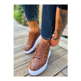 Shoecide CH209 OBT Vimini Taba Renk Örgülü Desen Erkek Günlük Ayakkabı