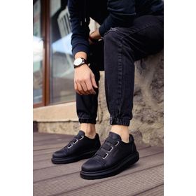 Shoecide CH253 CST Mirror Non Siyah Renk Kalın Taban Erkek Günlük Ayakkabı