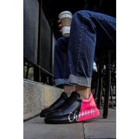 Shoecide CH254 CST Pittura Siyah - Pembe Renk Baskılı Erkek Günlük Ayakkabı