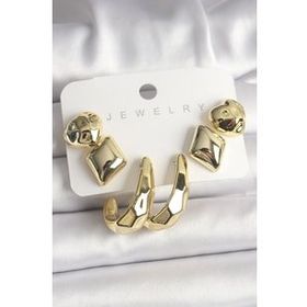 Shoecide Gold Renk Kalp Halka Model Ccb Plastik Kadın Küpe Seti