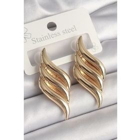 Shoecide Pirinç Gold Renk 3 Sıra Dalga Model Kadın Küpe