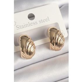 Shoecide Pirinç Gold Renk İşleme Detaylı Yarım Halka Model Kadın Küpe