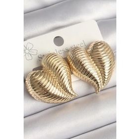 Shoecide Pirinç Gold Renk İşlemeli Bomba Kalp Model Kadın Küpe
