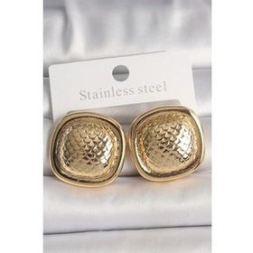 Shoecide Pirinç Gold Renk İşlemeli Kare Model Kadın Küpe