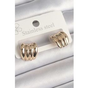 Shoecide Pirinç Gold Renk İşlemeli Yarım Halka Model Kadın Küpe