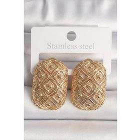 Shoecide Pirinç Gold Renk Motif İşlemeli Kadın Küpe