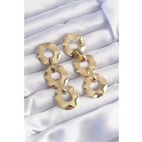Shoecide Pirinç Gold Renk Oval Ayna Model Sallantılı Küpe