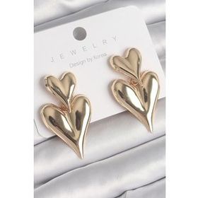Shoecide Pirinç Gold Renk Sallantı Kalp Model Kadın Küpe