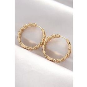 Shoecide Pirinç Gold Renk Zincir Model Halka Küpe