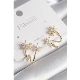 Shoecide Pirinç Gold Renk Zirkon Taşlı Çiçek Model Kadın Küpe