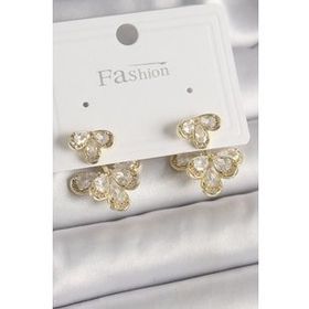 Shoecide Pirinç Gold Renk Zirkon Taşlı Damla Model Kadın Küpe