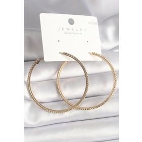 Shoecide Pirinç Gold Renk Zirkon Taşlı Halka Model Kadın Küpe