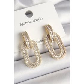 Shoecide Pirinç Gold Renk Zirkon Taşlı Halka Model Vıp Seri Kadın Küpe