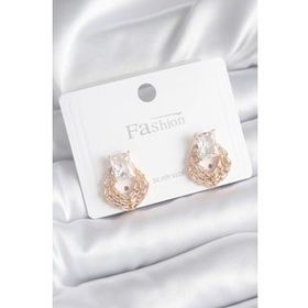 Shoecide Pirinç Gold Renk Zirkon Taşlı Kadın Küpe
