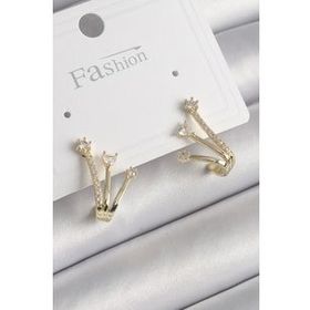 Shoecide Pirinç Gold Renk Zirkon Taşlı Kadın Küpe