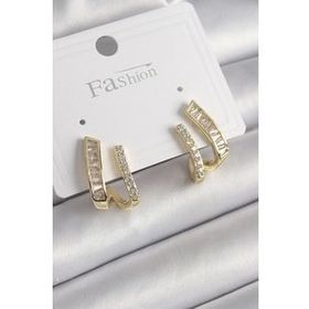 Shoecide Pirinç Gold Renk Zirkon Taşlı Kadın Küpe