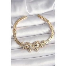 Shoecide Pirinç Gold Renk Zirkon Taşlı Kelebek Model Kadın Bileklik