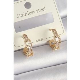 Shoecide Pirinç Gold Renk Zirkon Taşlı Zincir Model Kadın Küpe