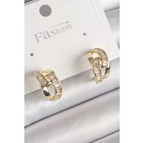 Shoecide Pirinç Gold Renk Zirkon Taşlı Zincir Model Kadın Küpe