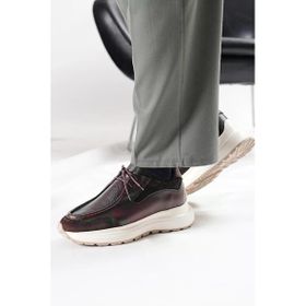 Shoetyle 115-K525 Kahverengi Hakiki Deri Bağcıklı Erkek Günlük Ayakkabı