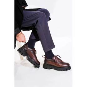 Shoetyle 115-K534 Kahverengi Hakiki Deri Bağcıklı Erkek Günlük Ayakkabı