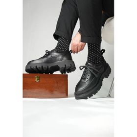 Shoetyle 115-K534 Siyah Hakiki Deri Bağcıklı Erkek Günlük Ayakkabı