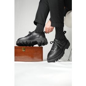 Shoetyle 115-K534 Siyah Hakiki Deri Bağcıklı Erkek Günlük Ayakkabı