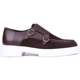 Shoetyle 115-K575 Kahverengi Hakiki Süet Deri Tokalı Erkek Klasik Ayakkabı