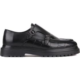 Shoetyle 250-1616 Siyah Croco Deri Tokalı Erkek Klasik Ayakkabı