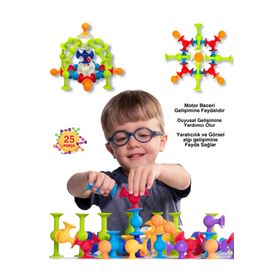 Shopist Vakum Molekül 25 Parça Yapı Taşları Fidget Duyusal Eğitici Oyuncak Squigz Lego