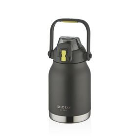 Shotay 1000 ml Siyah Phone Holder Matara Çelik Termos