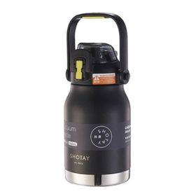 Shotay 1000 ml Siyah Phone Holder Matara Çelik Termos