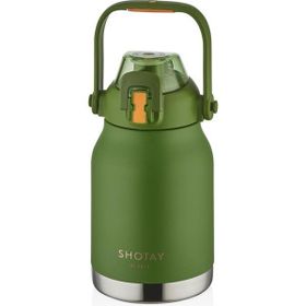 Shotay 1000 ml Yeşil Phone Holder Matara Çelik Termos